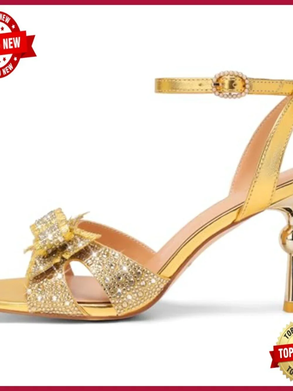 Stiletto Heel Sandals Rhinestone Bow Pearl Ankle Strap Wedding Party Dress Shoes